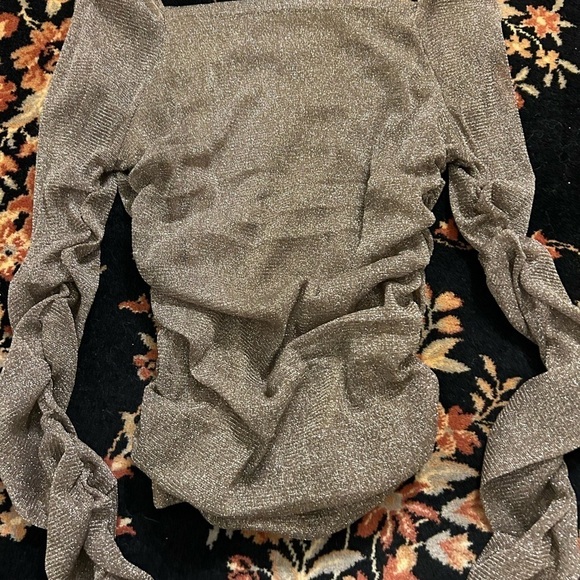 Revolve Sparkle Long Sleeve Ruched Top - Picture 3 of 4